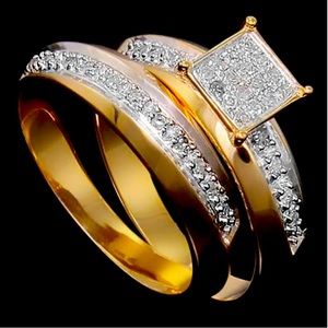 14K GOLD OVER SOLID 925 STERLING SILVER 0.35 CTW AUTHENTIC DIAMONDS